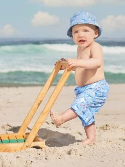 Jojo Maman Bebe JoJo Maman Bébé Shark Print Swim Shorts With Nappy