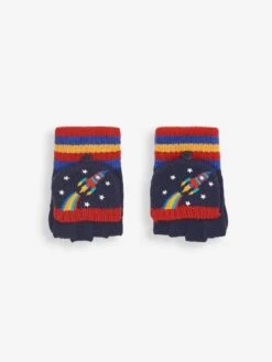 Jojo Maman Bebe JoJo Maman Bébé Navy Rocket Embroidered Gloves