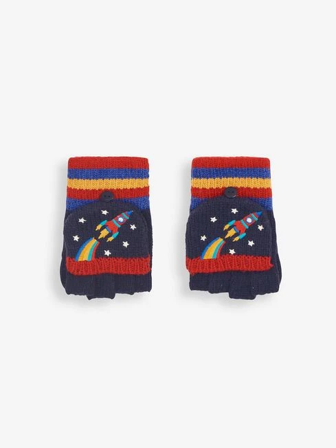 Jojo Maman Bebe JoJo Maman Bébé Navy Rocket Embroidered Gloves 2 Jojo Maman Bebe JoJo Maman Bébé Navy Rocket Embroidered Gloves