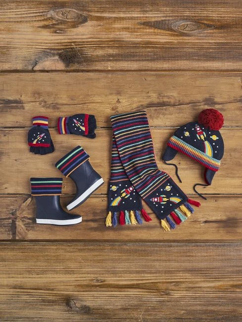 Jojo Maman Bebe JoJo Maman Bébé Navy Rocket Embroidered Gloves 5 Jojo Maman Bebe JoJo Maman Bébé Navy Rocket Embroidered Gloves - Image 4