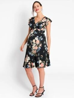 Jojo Maman Bebe JoJo Maman Bébé Black Flutter Sleeve Maternity & Nursing Dress