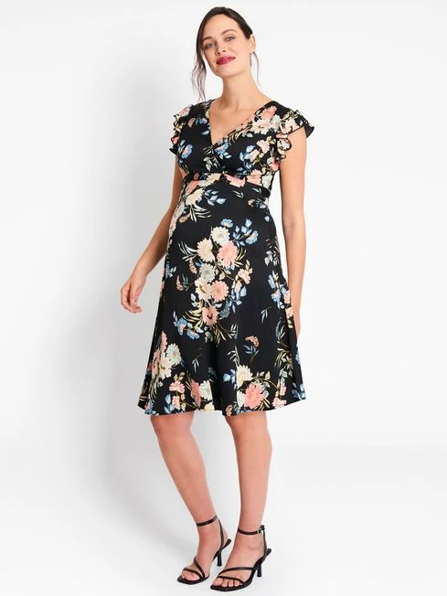 Jojo Maman Bebe JoJo Maman Bébé Black Flutter Sleeve Maternity & Nursing Dress 3 Jojo Maman Bebe JoJo Maman Bébé Black Flutter Sleeve Maternity & Nursing Dress