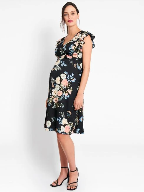 Jojo Maman Bebe JoJo Maman Bébé Black Flutter Sleeve Maternity & Nursing Dress 4 Jojo Maman Bebe JoJo Maman Bébé Black Flutter Sleeve Maternity & Nursing Dress - Image 2