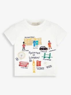 Jojo Maman Bebe JoJo Maman Bébé White Kids' Spotted In London T-Shirt