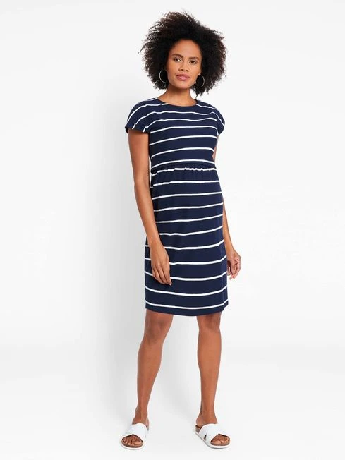 Jojo Maman Bebe JoJo Maman Bébé Navy White Stripe Breton Stripe Maternity & Nursing Slub Tunic 4 Jojo Maman Bebe JoJo Maman Bébé Navy White Stripe Breton Stripe Maternity & Nursing Slub Tunic - Image 2