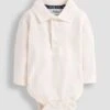Jojo Maman Bebe JoJo Maman Bébé Ecru Plain Long Sleeve Polo Shirt Bodies -Jojo Maman Bebe 8591Y1s