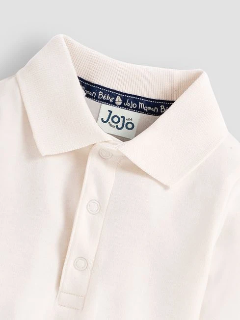 Jojo Maman Bebe JoJo Maman Bébé Ecru Plain Long Sleeve Polo Shirt Bodies 4 Jojo Maman Bebe JoJo Maman Bébé Ecru Plain Long Sleeve Polo Shirt Bodies - Image 2