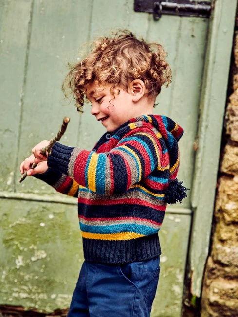 Jojo Maman Bebe JoJo Maman Bébé Navy Muted Striped Hooded Jumper 3 Jojo Maman Bebe JoJo Maman Bébé Navy Muted Striped Hooded Jumper