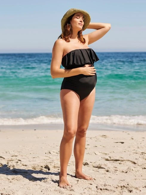 Jojo Maman Bebe JoJo Maman Bébé Black Ruffle Maternity Swimsuit 4 Jojo Maman Bebe JoJo Maman Bébé Black Ruffle Maternity Swimsuit - Image 2