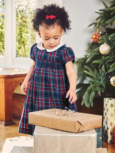 Jojo Maman Bebe JoJo Maman Bébé Navy Smocked Tartan Party Dress 5 Jojo Maman Bebe JoJo Maman Bébé Navy Smocked Tartan Party Dress - Image 3