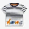 Jojo Maman Bebe JoJo Maman Bébé Ecru Navy Stripe Safari Appliqué T-Shirt -Jojo Maman Bebe 860399s