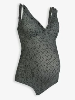 Jojo Maman Bebe JoJo Maman Bébé Khaki Spot Frill Maternity Swimsuit 8 Jojo Maman Bebe JoJo Maman Bébé Khaki Spot Frill Maternity Swimsuit -Jojo Maman Bebe 8608Q0s3