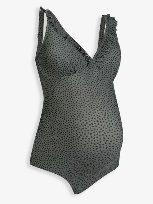 Jojo Maman Bebe JoJo Maman Bébé Khaki Spot Frill Maternity Swimsuit 6 Jojo Maman Bebe JoJo Maman Bébé Khaki Spot Frill Maternity Swimsuit - Image 4