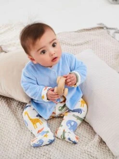 Jojo Maman Bebe JoJo Maman Bébé Safari 2-Piece Blue Sleepsuit & Velour Jacket Set -Jojo Maman Bebe 86P257s5