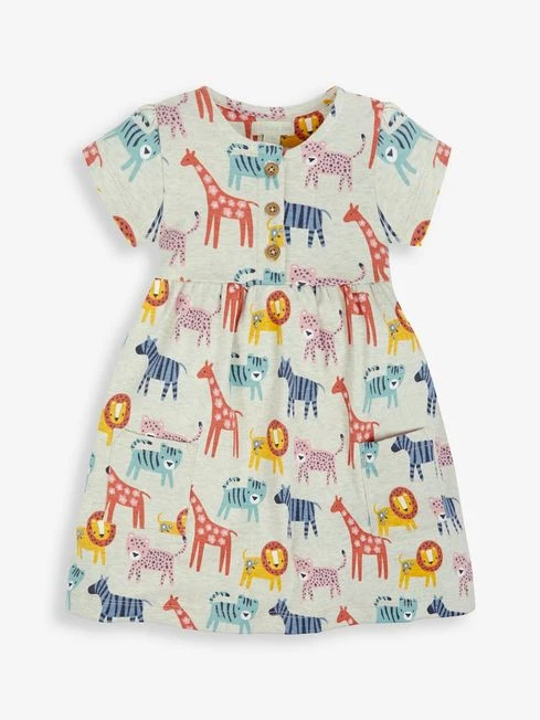 Jojo Maman Bebe JoJo Maman Bébé Natural Safari Print With Pet In Pocket Button Front Dress 3 Jojo Maman Bebe JoJo Maman Bébé Natural Safari Print With Pet In Pocket Button Front Dress