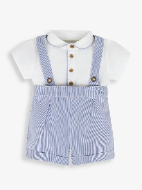 Jojo Maman Bebe JoJo Maman Bébé Blue 2-Piece Blue & White Peter Pan Collar Shirt & Shorts Set 5 Jojo Maman Bebe JoJo Maman Bébé Blue 2-Piece Blue & White Peter Pan Collar Shirt & Shorts Set - Image 3