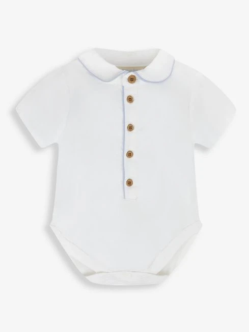 Jojo Maman Bebe JoJo Maman Bébé Blue 2-Piece Blue & White Peter Pan Collar Shirt & Shorts Set 6 Jojo Maman Bebe JoJo Maman Bébé Blue 2-Piece Blue & White Peter Pan Collar Shirt & Shorts Set - Image 4