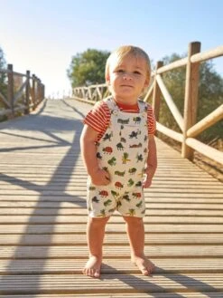 Jojo Maman Bebe JoJo Maman Bébé Stone 2-Piece Bug Print Short Dungarees & Top Set
