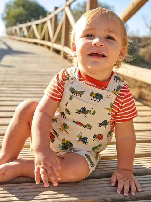 Jojo Maman Bebe JoJo Maman Bébé Stone 2-Piece Bug Print Short Dungarees & Top Set 4 Jojo Maman Bebe JoJo Maman Bébé Stone 2-Piece Bug Print Short Dungarees & Top Set - Image 2
