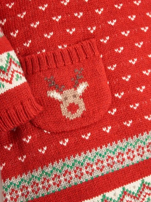 Jojo Maman Bebe JoJo Maman Bébé Red Reindeer Fair Isle Knitted Dress 4 Jojo Maman Bebe JoJo Maman Bébé Red Reindeer Fair Isle Knitted Dress - Image 2
