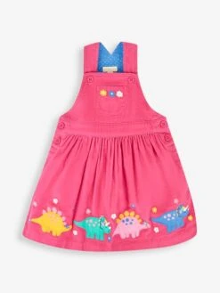Jojo Maman Bebe JoJo Maman Bébé Raspberry Dino Applique Cord Pinafore Dress