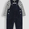 Jojo Maman Bebe JoJo Maman Bébé Navy 2-Piece Classic Cord Dungarees & Breton Top Sets -Jojo Maman Bebe 89H999s
