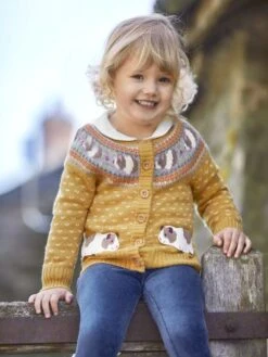 Jojo Maman Bebe JoJo Maman Bébé Mustard Guinea Pig Fair Isle Cardigan -Jojo Maman Bebe 89R940s3
