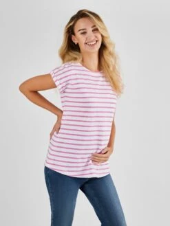 Jojo Maman Bebe JoJo Maman Bébé Pink Stripe Boyfriend Maternity T-Shirt