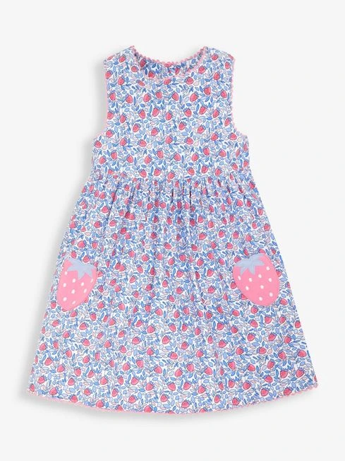 Jojo Maman Bebe JoJo Maman Bébé Blue Strawberry Bloom Print & Strawberry Pockets Summer Dress 7 Jojo Maman Bebe JoJo Maman Bébé Blue Strawberry Bloom Print & Strawberry Pockets Summer Dress - Image 5