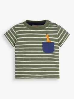 Jojo Maman Bebe Jojo Maman Bébé Green 2-Piece Khaki Stripe Giraffe Pocket T-Shirt & Shorts Set -Jojo Maman Bebe 936299s3