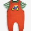 Jojo Maman Bebe JoJo Maman Bébé Rust 2-Piece Tractor Appliqué Dungarees & Top Set
