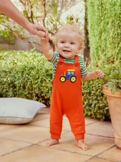 Jojo Maman Bebe JoJo Maman Bébé Rust 2-Piece Tractor Appliqué Dungarees & Top Set -Jojo Maman Bebe 940277s4