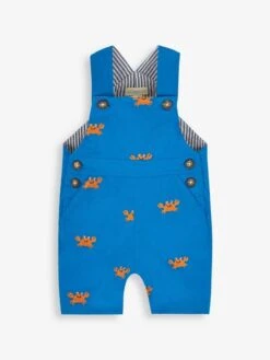 Jojo Maman Bebe JoJo Maman Bébé Blue Crab Embroidered Short Dungarees