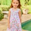 Jojo Maman Bebe JoJo Maman Bébé White Bird Floral Print Smocked Summer Dress -Jojo Maman Bebe 942778s