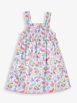 Jojo Maman Bebe JoJo Maman Bébé White Bird Floral Print Smocked Summer Dress -Jojo Maman Bebe 942778s3