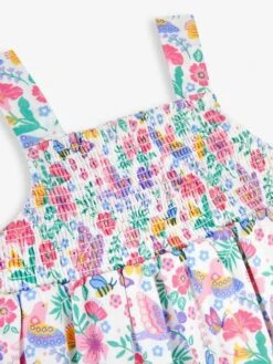 Jojo Maman Bebe JoJo Maman Bébé White Bird Floral Print Smocked Summer Dress -Jojo Maman Bebe 942778s4