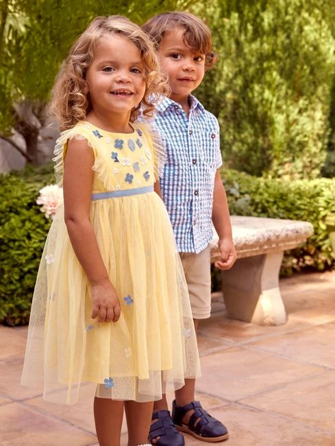Jojo Maman Bebe JoJo Maman Bébé Yellow Floral Tulle Party Dress 3 Jojo Maman Bebe JoJo Maman Bébé Yellow Floral Tulle Party Dress