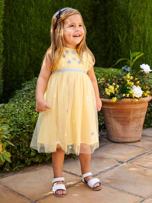 Jojo Maman Bebe JoJo Maman Bébé Yellow Floral Tulle Party Dress 6 Jojo Maman Bebe JoJo Maman Bébé Yellow Floral Tulle Party Dress - Image 4