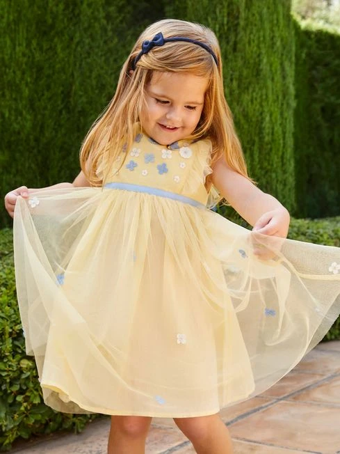 Jojo Maman Bebe JoJo Maman Bébé Yellow Floral Tulle Party Dress 7 Jojo Maman Bebe JoJo Maman Bébé Yellow Floral Tulle Party Dress - Image 5