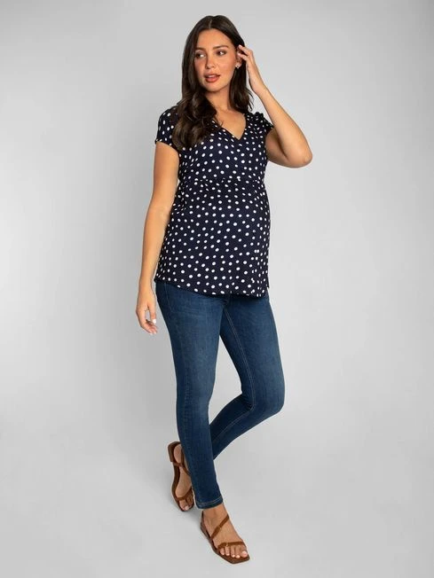 Jojo Maman Bebe JoJo Maman Bébé Navy Spot Maternity Blouse 6 Jojo Maman Bebe JoJo Maman Bébé Navy Spot Maternity Blouse - Image 4