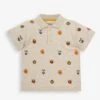 Jojo Maman Bebe JoJo Maman Bébé Natural Boys' Safari Heads Embroidered Polo Shirt