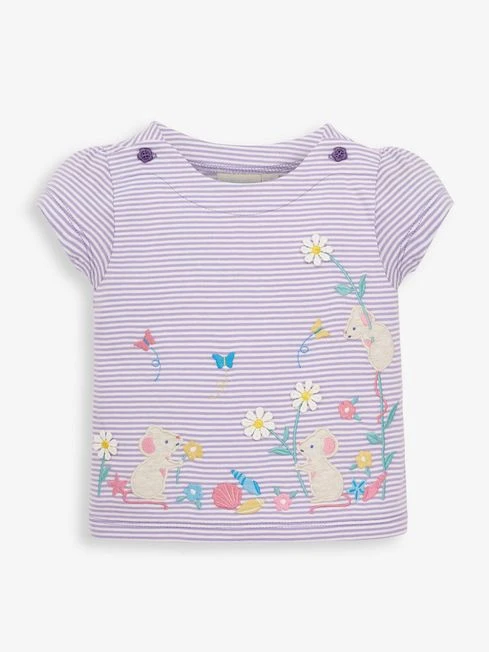 Jojo Maman Bebe JoJo Maman Bébé Lilac Girls' Mouse Appliqué T-Shirt 3 Jojo Maman Bebe JoJo Maman Bébé Lilac Girls' Mouse Appliqué T-Shirt
