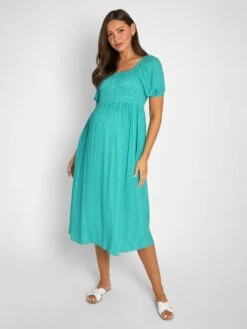Jojo Maman Bebe JoJo Maman Bébé Green Spot Shirred Maternity Midi Dress -Jojo Maman Bebe 954261s6