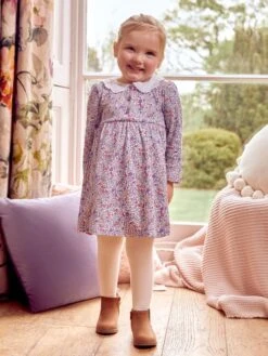 Jojo Maman Bebe JoJo Maman Bébé Cream Ditsy Floral Dress With Broderie Collar