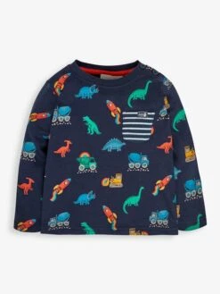 Jojo Maman Bebe JoJo Maman Bébé Navy Dino Construction Print Pocket Top