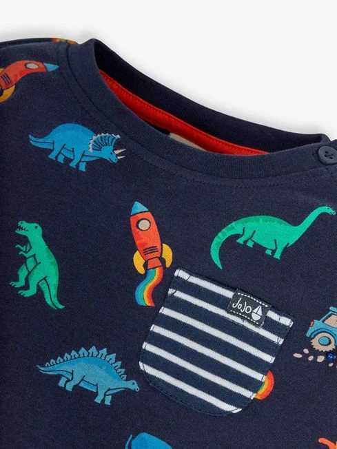 Jojo Maman Bebe JoJo Maman Bébé Navy Dino Construction Print Pocket Top 4 Jojo Maman Bebe JoJo Maman Bébé Navy Dino Construction Print Pocket Top - Image 2