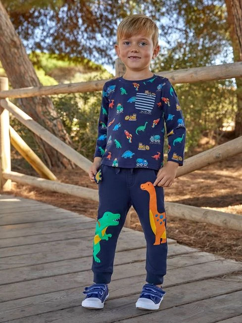 Jojo Maman Bebe JoJo Maman Bébé Navy Dino Construction Print Pocket Top 6 Jojo Maman Bebe JoJo Maman Bébé Navy Dino Construction Print Pocket Top - Image 4