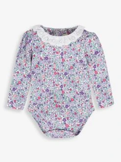Jojo Maman Bebe JoJo Maman Bébé Cream Ditsy Floral Broderie Frill Collar Bodysuit