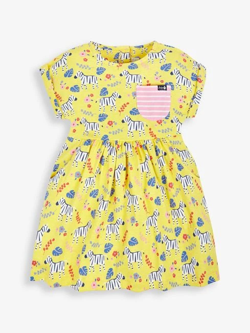 Jojo Maman Bebe JoJo Maman Bébé Yellow Zebra Print Drop Shoulder Dress 3 Jojo Maman Bebe JoJo Maman Bébé Yellow Zebra Print Drop Shoulder Dress