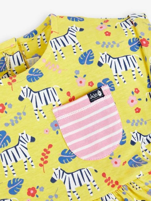 Jojo Maman Bebe JoJo Maman Bébé Yellow Zebra Print Drop Shoulder Dress 4 Jojo Maman Bebe JoJo Maman Bébé Yellow Zebra Print Drop Shoulder Dress - Image 2